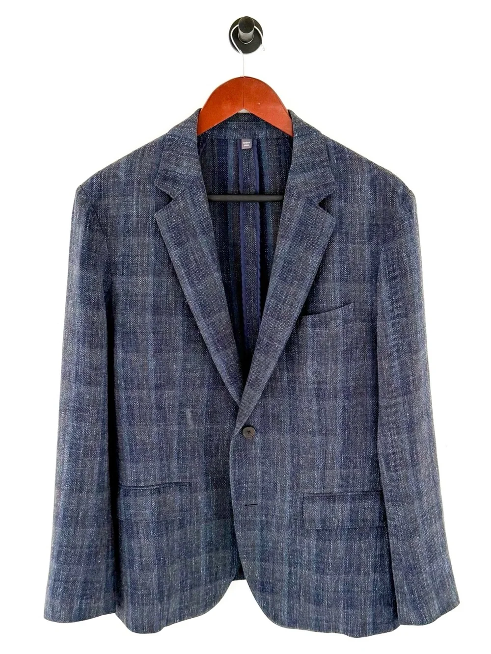 NEW Bonobos Men's Blue Plaid Italian Wool Blazer Lightweight Hopsack 40S Slim